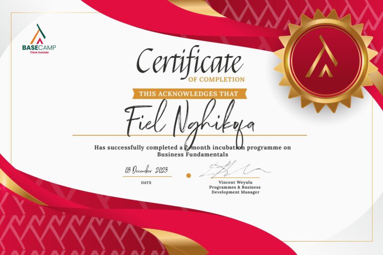 Basecamp certificate of completion, December 2023
